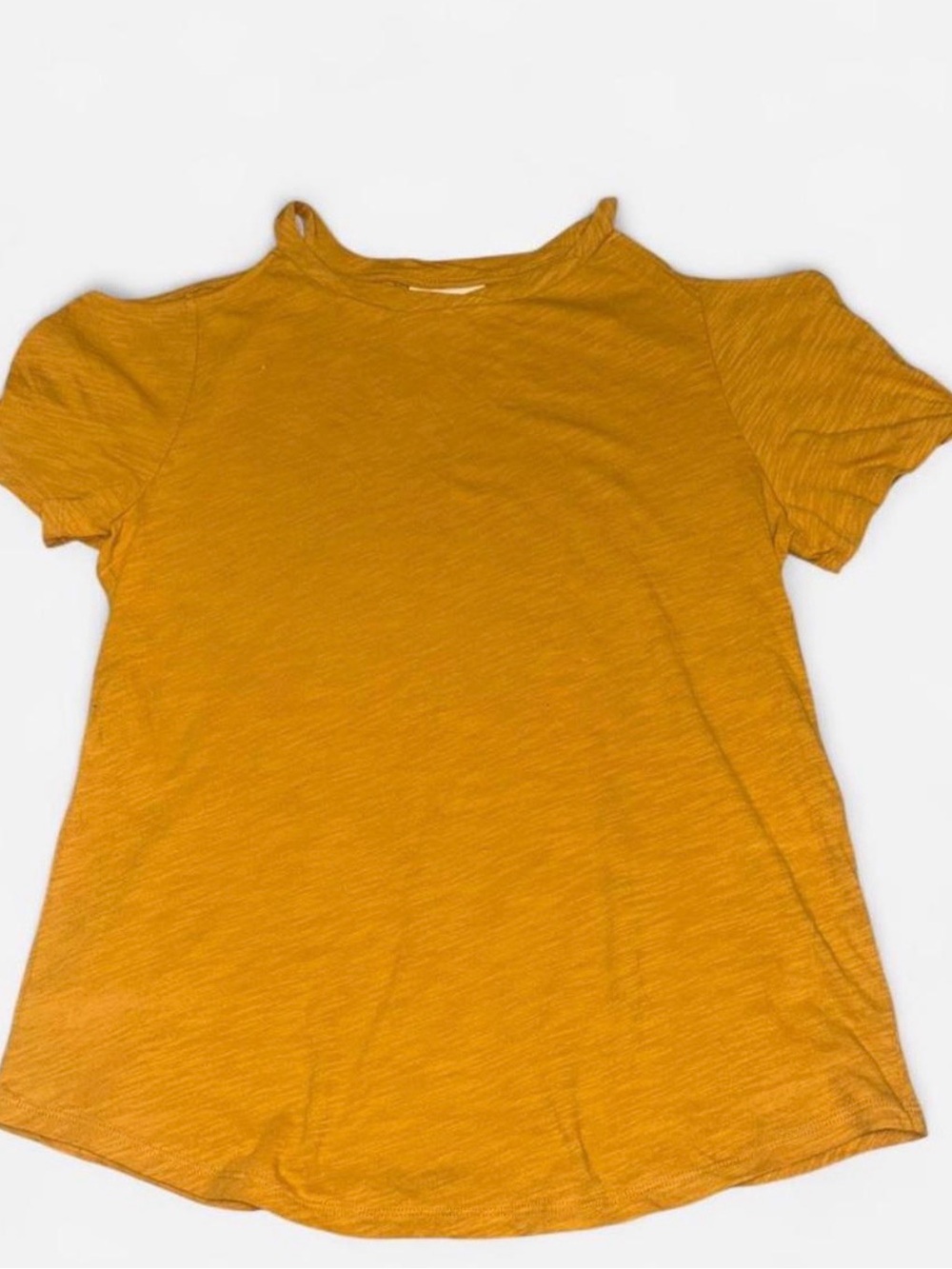Anthropologie Mustard Cold-Shoulder Short Sleeve Tee